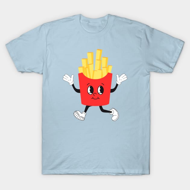 Retro French Fries Grin Face T-Shirt by TheRealGWon